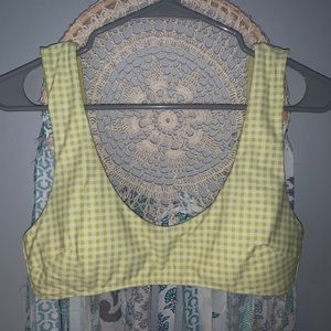 Aerie Green Gingham Bathing Suit Top